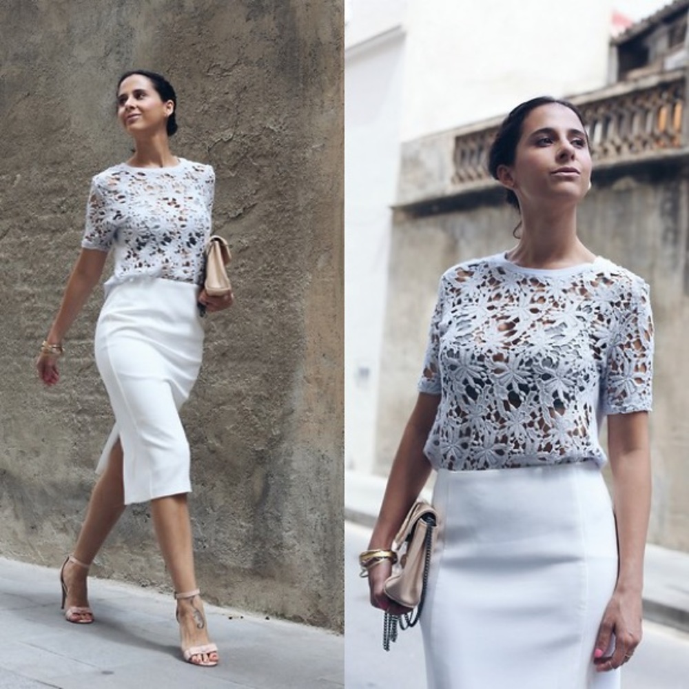 Zara Midi White Pencil Skirt!! New!